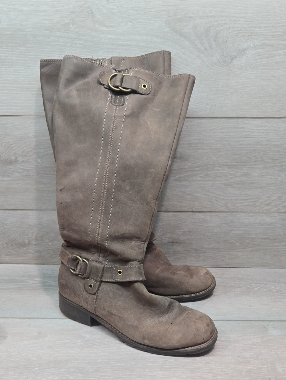 Clarks Women Leather Riding Tall Moto Boots Shoes Sz 11M